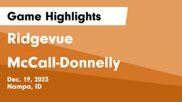 Ridgevue  vs McCall-Donnelly  Game Highlights - Dec. 19, 2023