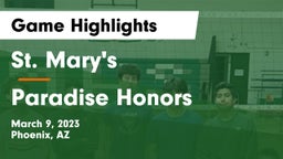 St. Mary's  vs Paradise Honors  Game Highlights - March 9, 2023