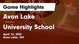 Avon Lake  vs University School Game Highlights - April 14, 2022