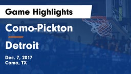 Como-Pickton  vs Detroit  Game Highlights - Dec. 7, 2017