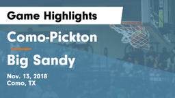 Como-Pickton  vs Big Sandy  Game Highlights - Nov. 13, 2018