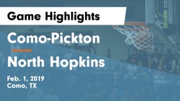Como-Pickton  vs North Hopkins   Game Highlights - Feb. 1, 2019