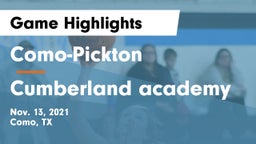 Como-Pickton  vs Cumberland academy  Game Highlights - Nov. 13, 2021