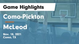 Como-Pickton  vs McLeod   Game Highlights - Nov. 18, 2021