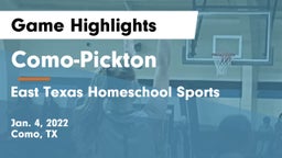 Como-Pickton  vs East Texas Homeschool Sports Game Highlights - Jan. 4, 2022