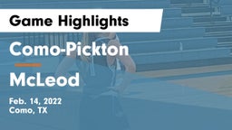 Como-Pickton  vs McLeod   Game Highlights - Feb. 14, 2022