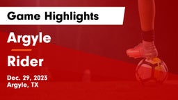 Argyle  vs Rider  Game Highlights - Dec. 29, 2023