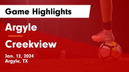 Argyle  vs Creekview  Game Highlights - Jan. 12, 2024