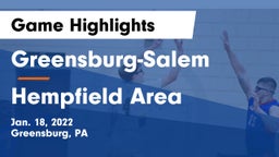 Greensburg-Salem  vs Hempfield Area  Game Highlights - Jan. 18, 2022