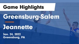 Greensburg-Salem  vs Jeannette  Game Highlights - Jan. 24, 2022