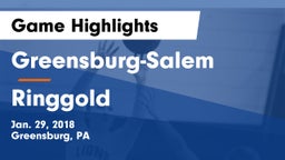 Greensburg-Salem  vs Ringgold  Game Highlights - Jan. 29, 2018