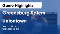 Greensburg-Salem  vs Uniontown Game Highlights - Jan. 22, 2018