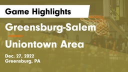 Greensburg-Salem  vs Uniontown Area  Game Highlights - Dec. 27, 2022