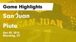 San Juan  vs Piute Game Highlights - Dec 09, 2016