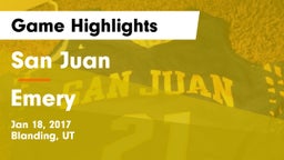 San Juan  vs Emery Game Highlights - Jan 18, 2017