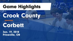 Crook County  vs Corbett  Game Highlights - Jan. 19, 2018