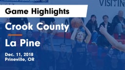 Crook County  vs La Pine  Game Highlights - Dec. 11, 2018
