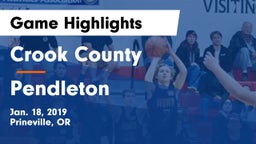 Crook County  vs Pendleton  Game Highlights - Jan. 18, 2019