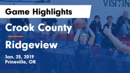 Crook County  vs Ridgeview  Game Highlights - Jan. 25, 2019