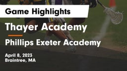 Thayer Academy  vs Phillips Exeter Academy  Game Highlights - April 8, 2023