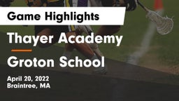 Thayer Academy  vs Groton School  Game Highlights - April 20, 2022