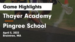 Thayer Academy  vs Pingree School Game Highlights - April 5, 2023