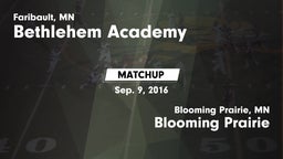 Matchup: Bethlehem Academy vs. Blooming Prairie  2016
