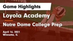 Loyola Academy  vs Notre Dame College Prep Game Highlights - April 16, 2021