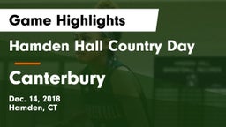 Hamden Hall Country Day  vs Canterbury  Game Highlights - Dec. 14, 2018