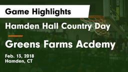 Hamden Hall Country Day  vs Greens Farms Acdemy Game Highlights - Feb. 13, 2018