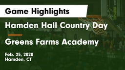 Hamden Hall Country Day  vs Greens Farms Academy  Game Highlights - Feb. 25, 2020