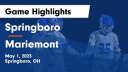 Springboro  vs Mariemont  Game Highlights - May 1, 2023