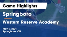 Springboro  vs Western Reserve Academy Game Highlights - May 5, 2024