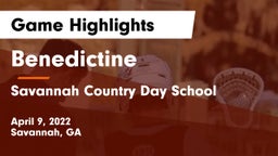 Benedictine  vs Savannah Country Day School Game Highlights - April 9, 2022