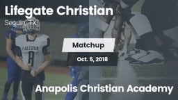 Matchup: Lifegate Christian H vs. Anapolis Christian Academy 2018
