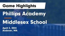 Phillips Academy vs Middlesex School Game Highlights - April 3, 2024