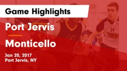 Port Jervis  vs Monticello Game Highlights - Jan 20, 2017
