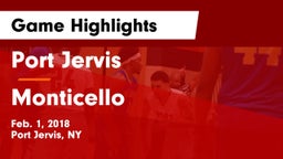 Port Jervis  vs Monticello  Game Highlights - Feb. 1, 2018