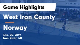 West Iron County  vs Norway  Game Highlights - Jan. 25, 2019