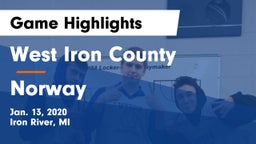West Iron County  vs Norway  Game Highlights - Jan. 13, 2020
