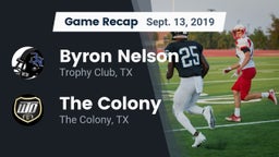 Recap: Byron Nelson  vs. The Colony  2019