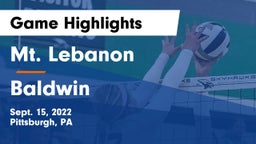 Mt. Lebanon  vs Baldwin  Game Highlights - Sept. 15, 2022