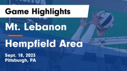 Mt. Lebanon  vs Hempfield Area  Game Highlights - Sept. 18, 2023