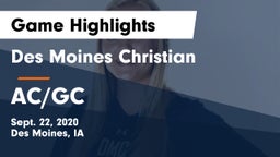 Des Moines Christian  vs AC/GC  Game Highlights - Sept. 22, 2020