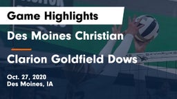 Des Moines Christian  vs Clarion Goldfield Dows  Game Highlights - Oct. 27, 2020