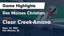 Des Moines Christian  vs Clear Creek-Amana Game Highlights - Sept. 24, 2022