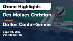 Des Moines Christian  vs Dallas Center-Grimes  Game Highlights - Sept. 24, 2022