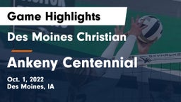 Des Moines Christian  vs Ankeny Centennial  Game Highlights - Oct. 1, 2022
