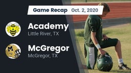 Recap: Academy  vs. McGregor  2020