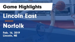 Lincoln East  vs Norfolk  Game Highlights - Feb. 16, 2019